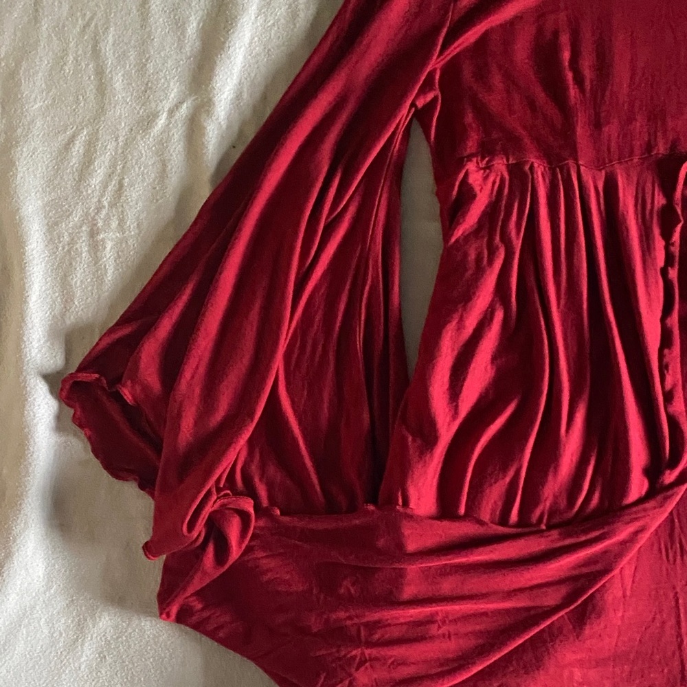 Ashro Ruby Red Flowy Blouse Size Small - image 3